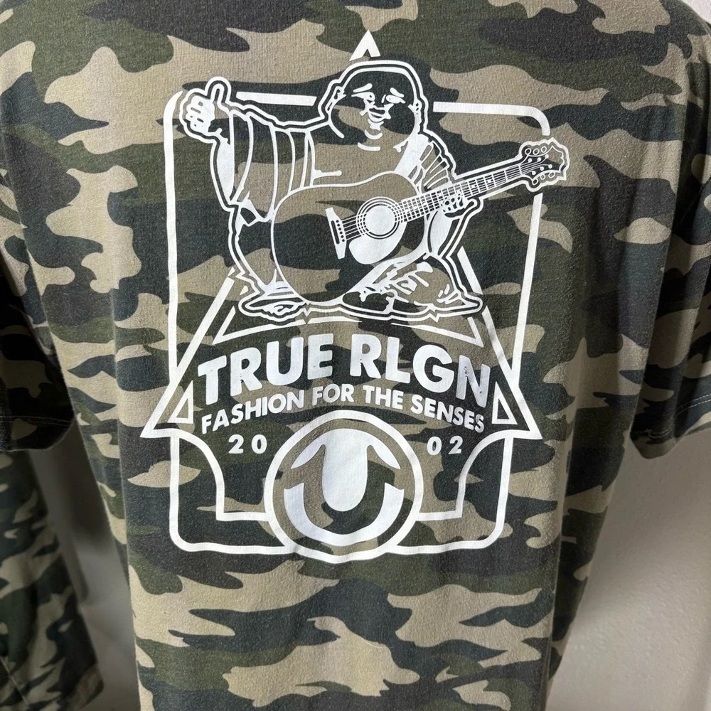 True Religion Green Camouflage Short Sleeve Tee